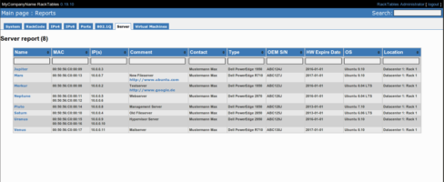 Racktables custom report